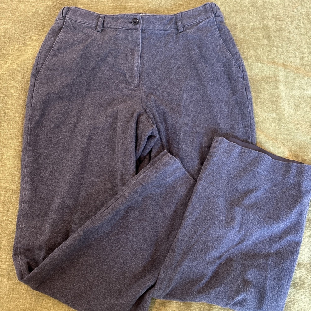 LL Bean Women's Trouser Pants Cotton Flannel Size 10 Gray Lined 28" Inseam
